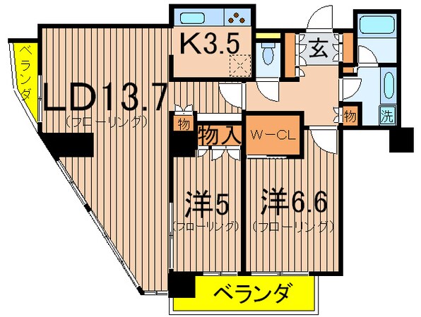 ｶｽﾀﾘｱﾀﾜｰ品川ｼｰｻｲﾄﾞの物件間取画像